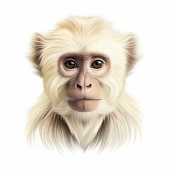 Obraz premium Monkey Bright Portrait Head Isolated on White Background. Generative ai
