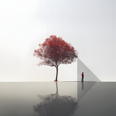 tree in the fog, negative space
