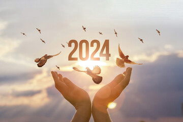 The concept of a new year 2024 with the hope .