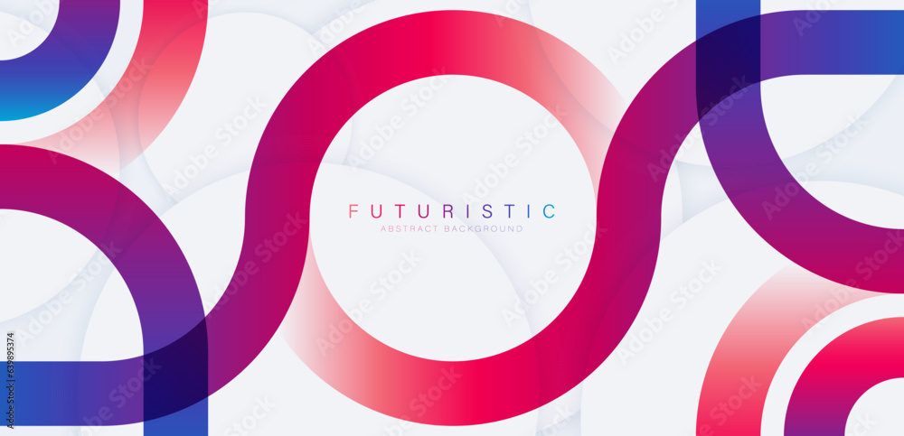 Wall mural abstract futuristic background with white circle shape. modern gradient geometric shape graphic elem