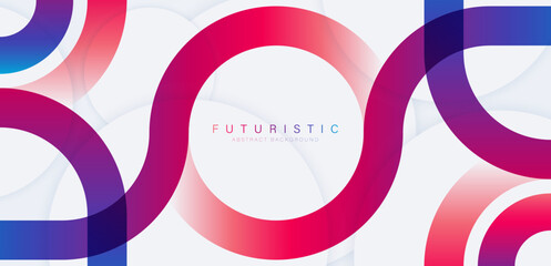 Abstract futuristic background with white circle shape. Modern gradient geometric shape graphic element. Future technology concept. Banner template design. Vector illustration
