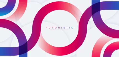 Tuinposter Abstract futuristic background with white circle shape. Modern gradient geometric shape graphic element. Future technology concept. Banner template design. Vector illustration © MooJook