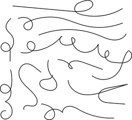 Hand drawn dotted curved line shape. Curved line - vector illustration isolated on white background.