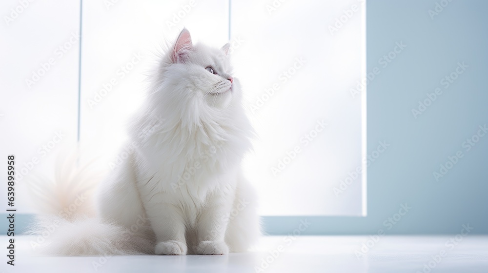 Wall mural white cat white background