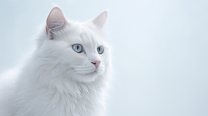 white cat white background