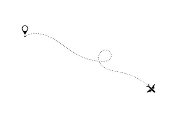 Fototapeta premium Route icon - two points with dotted path and location pin. Route location icon two pin sign and dotted line.