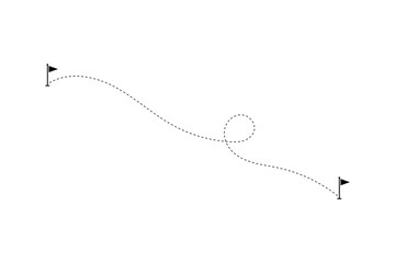 Route icon - two points with dotted path and location pin. Route location icon two pin sign and dotted line.