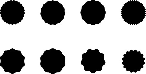 Set of vector starburst, sunburst badges. Black icons in Simple flat style vintage stickers, labels.