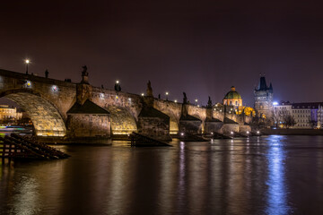 Charles Bridge at night in Prague