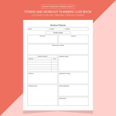 Fitness and Workout Planner || Printable Template
