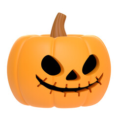 Jack-o-Lantern pumpkin isolated on white background. Happy Halloween concept. Traditional october holiday. 3D render illustration