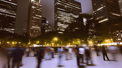 Obraz premium Time lapse photography of fast moving and busy people in city at night