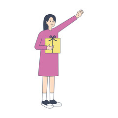 Christmas and people characters. People are decorating trees, giving gifts, and singing carols. flat design style minimal vector illustration.