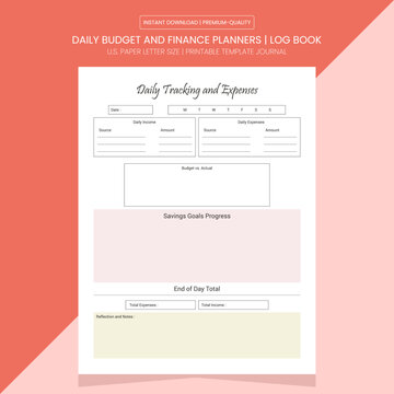 Daily Budget and Finance Planner || Printable Template