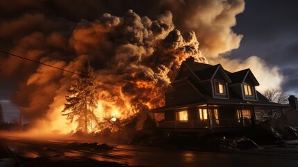The house on fire, natural disaster 