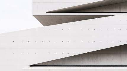 The architectural intricacies of this modern, white concrete structure showcase geometric precision