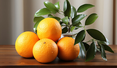 Realistic image of oranges. AI generated