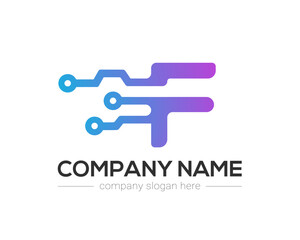 F Letter Tech Logo Design Vector Template.
F Letter Icon Design with Digital Circuit Connection Symbol.
Motion Speed Line Letter F Logo Element.