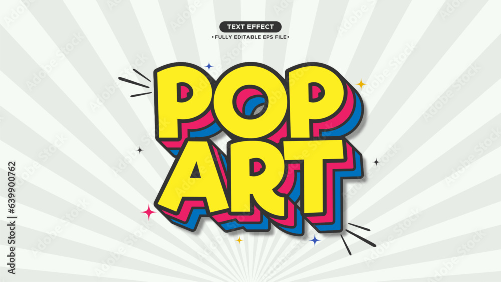 Poster pop art vector text effect with colorful style fully editable font and text