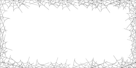 Spider web horizontal frame. Halloween decoration.