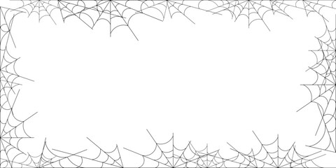 Spider web horizontal frame. Halloween decoration.
