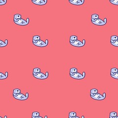 Seamless otter with pink background	