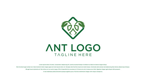 Simple ant logo design with unique concept| head ant| premium vector