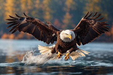 Bald Eagle Fishing Over the Waters.