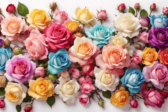 Thriving of full bloom flowerscape, floral visual of live flowers wall, beautiful roses background. © Anna