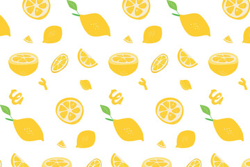 Vector lemon pattern with fruit and lemon slices.