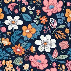 Fototapeta na wymiar Floral patterns design, Kawaii flower Festival, Design for paper, cover, fabric, interior decor, colorful flower. embroidered floral pattern, perfect for fashion and decoration..