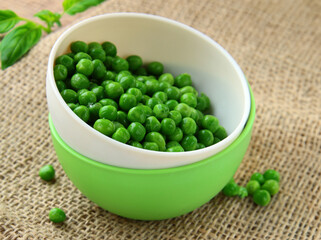organic natural green peas beans on the table