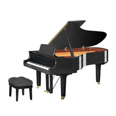 Cute grand piano and chair set illustration set © Cute2u