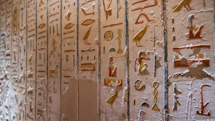 Ancient Egyptian hieroglyphics the Valley of the Kings, Luxor