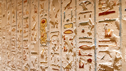 Ancient Egyptian hieroglyphics the Valley of the Kings, Luxor