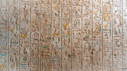 Obraz premium Ancient Egyptian hieroglyphics the Valley of the Kings, Luxor