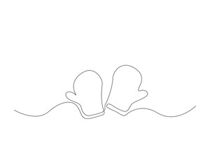 Continuous one line drawing of cooking gloves. Chef gloves outline vector illustration. Editable stroke. 