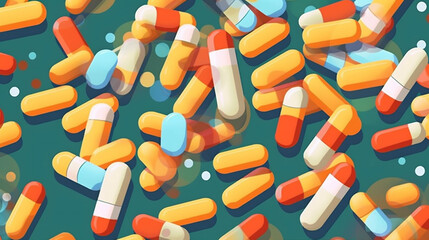 pill orange medical drug health concept character medicine pharmacy prescription. Generative AI.