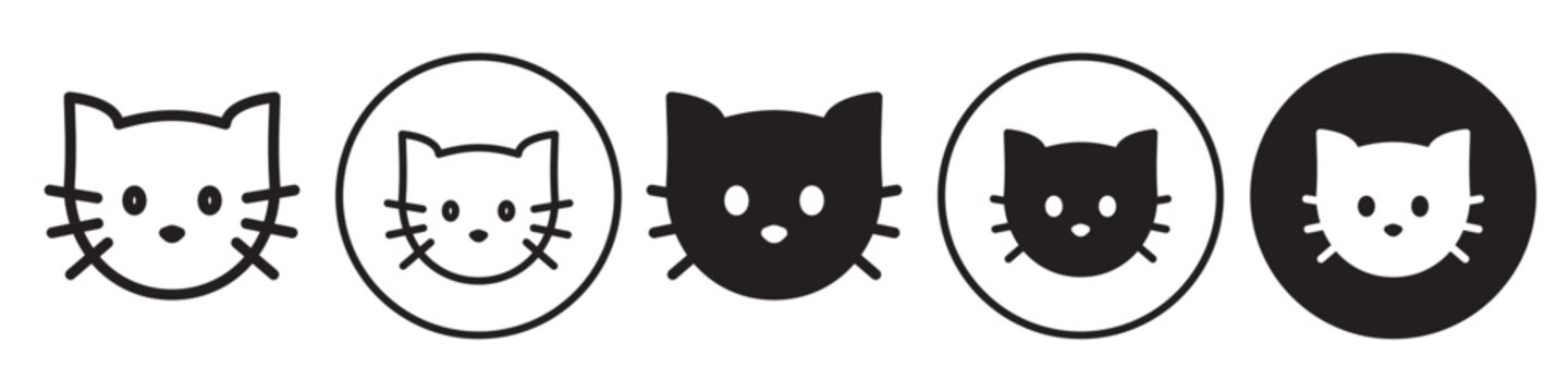 Cat icon. Outline vector illustration. Hand drawn style. Pets