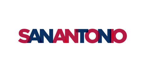 San Antonio, Texas, USA typography slogan design. America logo with graphic city lettering for print and web.