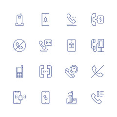 Phone line icon set on transparent background with editable stroke. Containing information, phone, phone call, transaction, telephone, smarphone, internet, call.