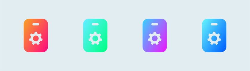 Cogwheel solid icon in gradient colors. Update system signs vector illustration.