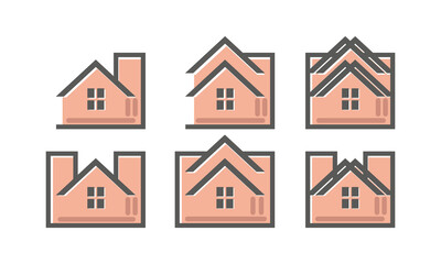 Vector set of Real estate icon design. Collection of construction business logo vector template