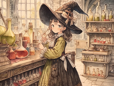 Kleine Alchemistin im Labor