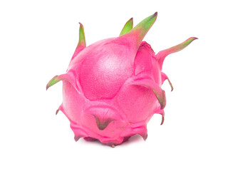 Fresh red or purple dragon fruit species placed on a white background.