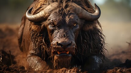 Naklejka premium buffalo in the field