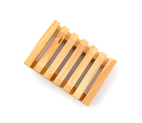 Wooden soap dish isolated on white background