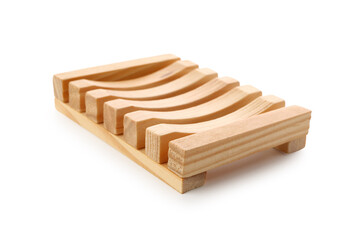 Wooden soap dish isolated on white background