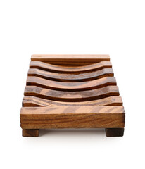 Wooden soap dish isolated on white background