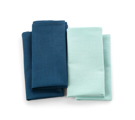 Set of folded clean napkins isolated on white background